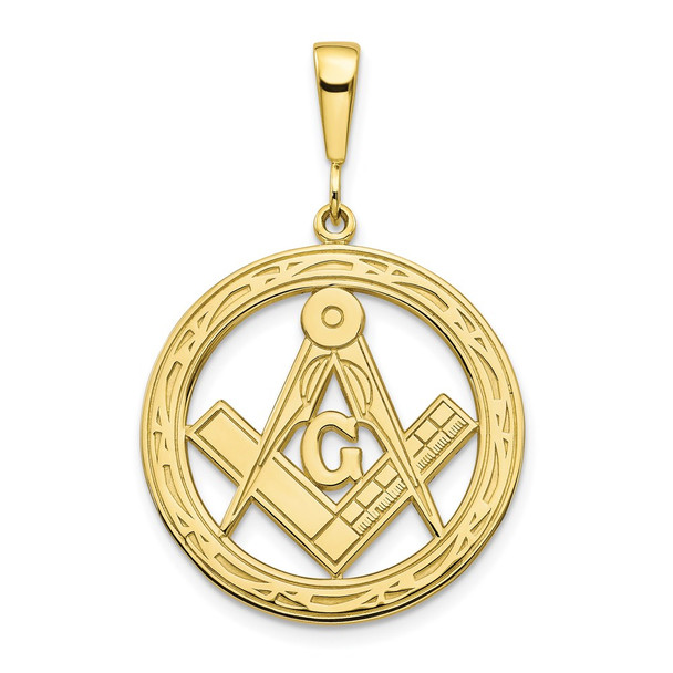 10k Yellow Gold Solid Masonic Symbol Pendant