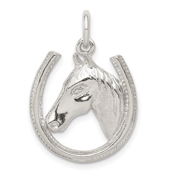 Sterling Silver Horseshoe w/Horse Head Pendant