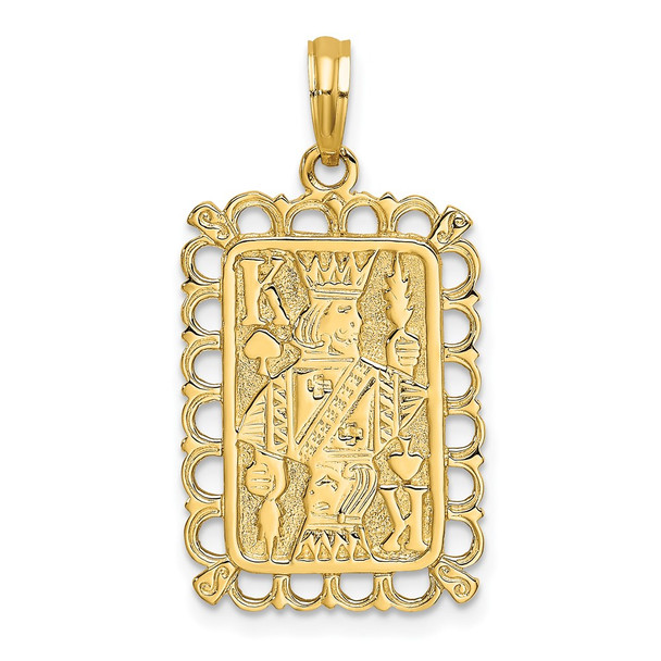 14k Yellow Gold 2-D King Playing Card Pendant