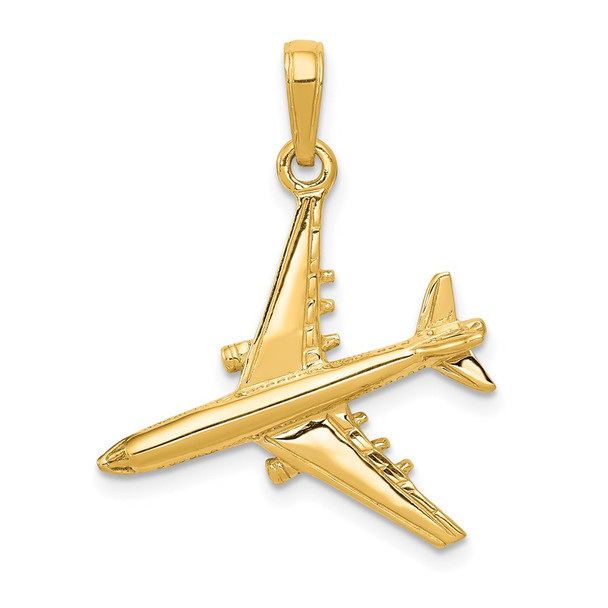 14k Yellow Gold 3-D Jet Pendant D1223