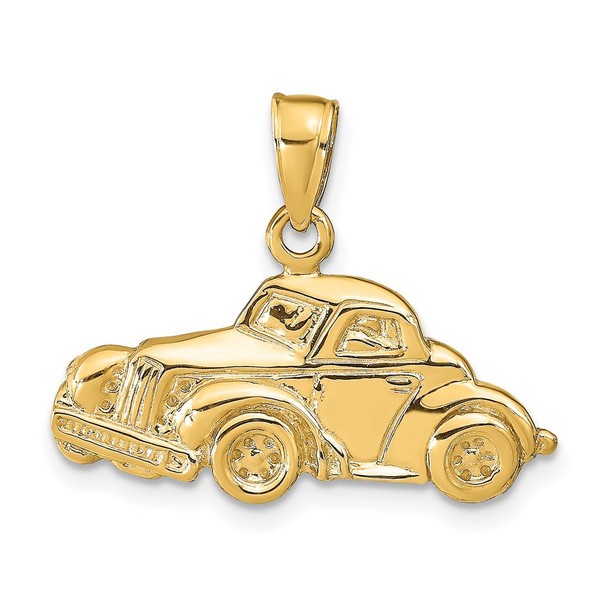 14k Yellow Gold Classic Antiqued Car Pendant
