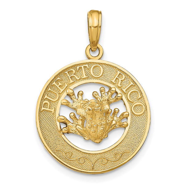 14k Yellow Gold Puerto Rico w/Frog Pendant