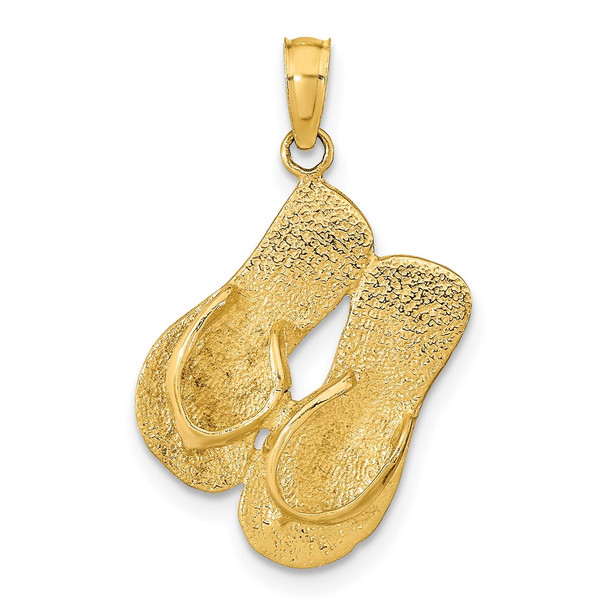 14k Yellow Gold 3D KEY WEST Reversible Flip Flops Pendant