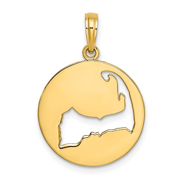 14k Yellow Gold Polished and Cut-Out Cape Cod Silhouette Pendant