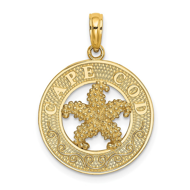 14k Yellow Gold Cape Cod On Round Frame w/Starfish Pendant