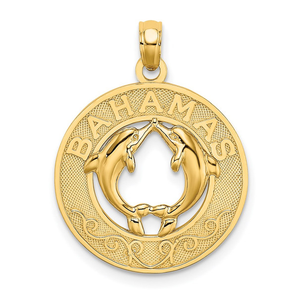 14k Yellow Gold Bahamas Frame Dolphin Pendant