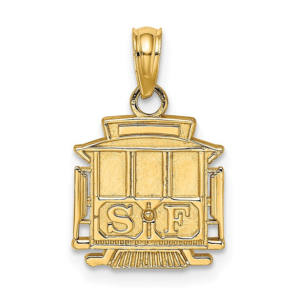 14k Yellow Gold Polished S.F. Cable Car Pendant