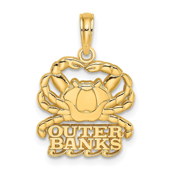 14k Yellow Gold Polished Outer Banks Under Crab Pendant