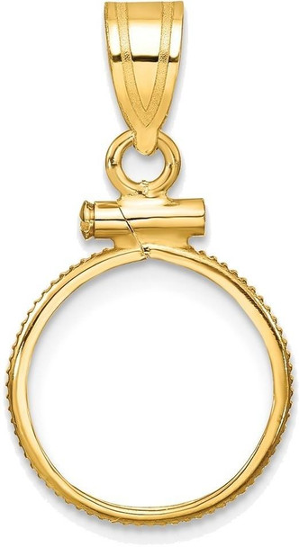 14k Yellow Gold 13mm Polished Screw Top Coin Bezel Pendant