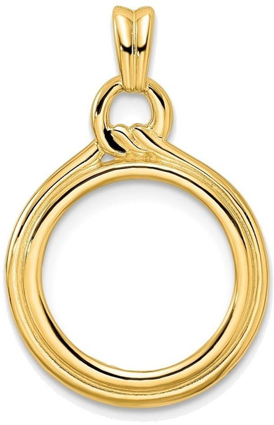 14k Yellow Gold 14mm Polished Loop & Knot Prong Coin Bezel Pendant