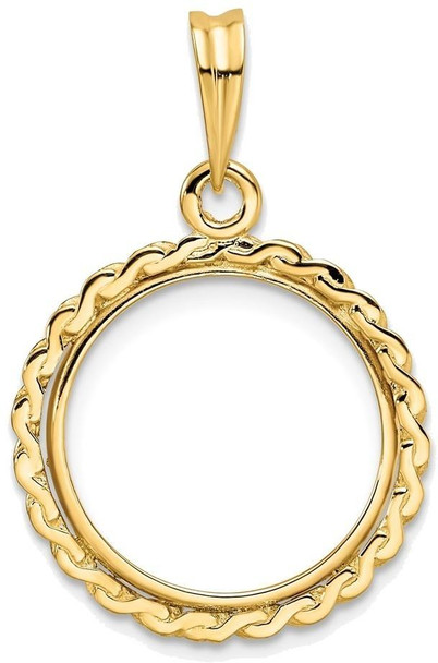 14k Yellow Gold S Chain 15.5mm Prong Coin Bezel Pendant