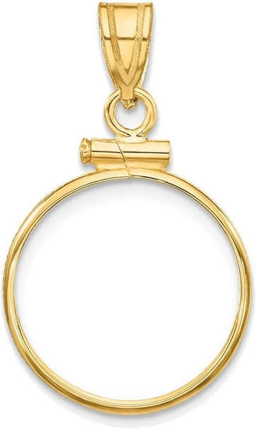 14k Yellow Gold 16.5mm Polished Screw Top Coin Bezel Pendant