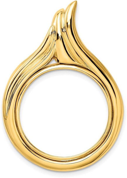 14k Yellow Gold 22mm Curved Teardrop Prong Coin Bezel Pendant