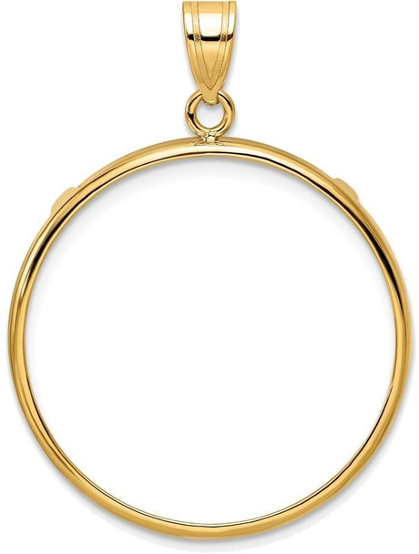 14k Yellow Gold 27mm Polished Prong Coin Bezel Pendant