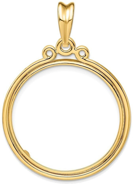 14k Yellow Gold Triple Circle Top 27mm Prong Coin Bezel Pendant