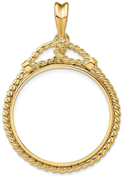 14k Yellow Gold Western Rope 27mm Prong Coin Bezel Pendant