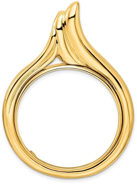14k Yellow Gold 32.7mm Curved Teardrop Prong Coin Bezel Pendant