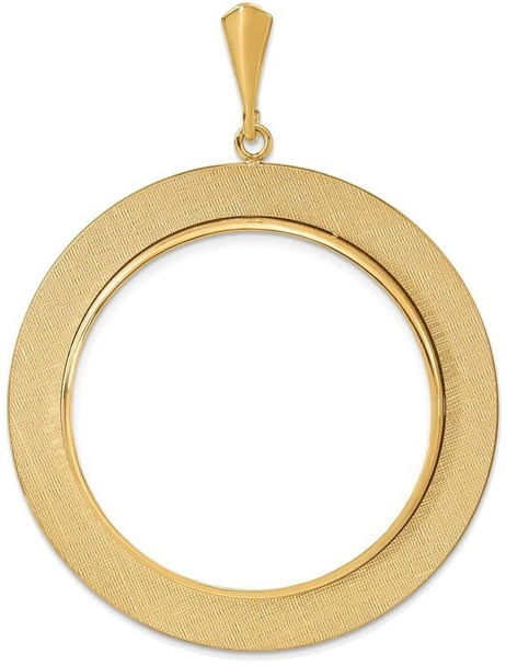 14k Yellow Gold 34.2mm Textured Prong Coin Bezel Pendant