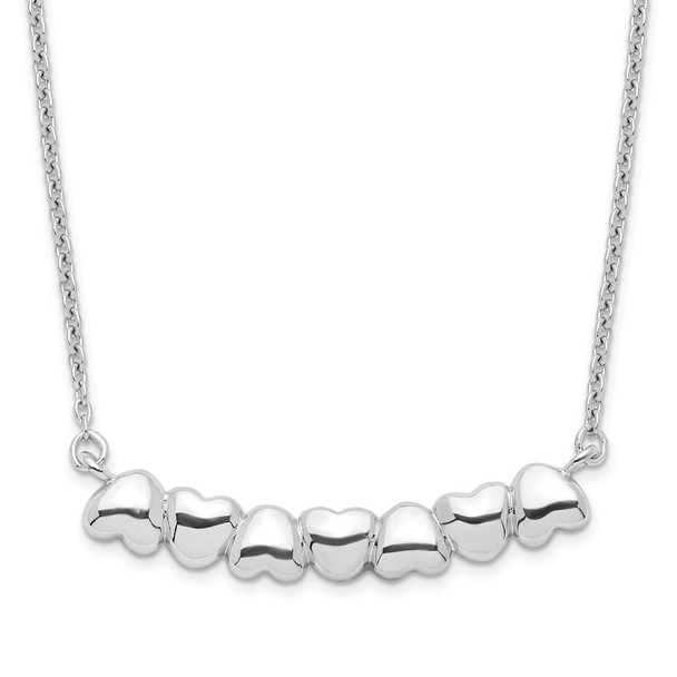 Rhodium-plated Sterling Silver w/2in ext Heart Bar Necklace