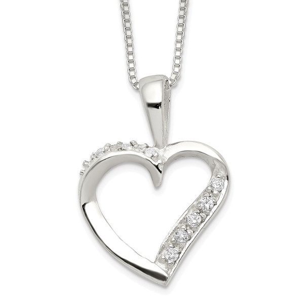 Sterling Silver CZ Heart Necklace QG2587-18