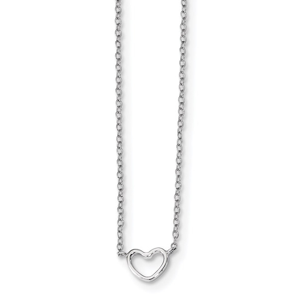 Rhodium-plated Sterling Silver 18in Heart Necklace QG4354-16