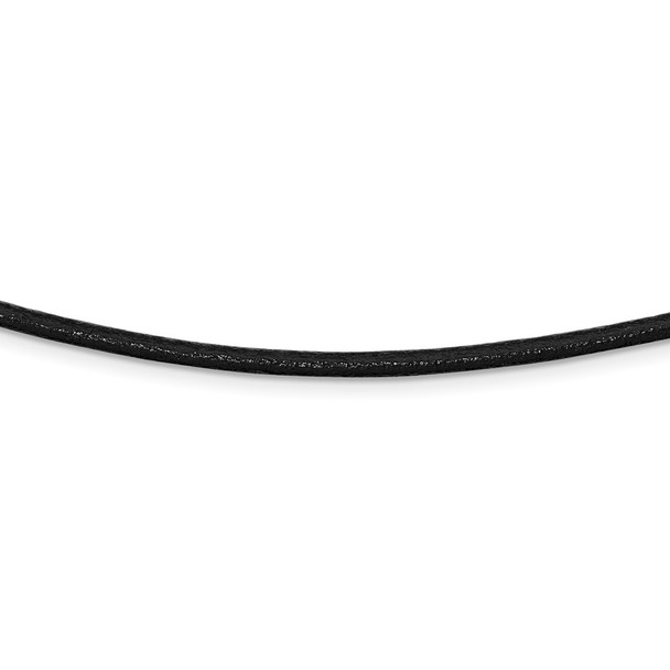 Rhodium-plated Sterling Silver 16inch 3mm Black Leather Necklace