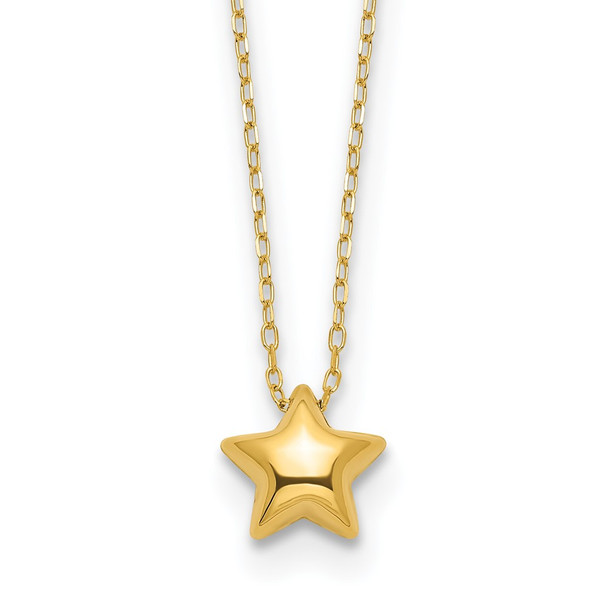 14k Yellow Gold Polished Puffed Star 16.5in Necklace SF2898-16.5