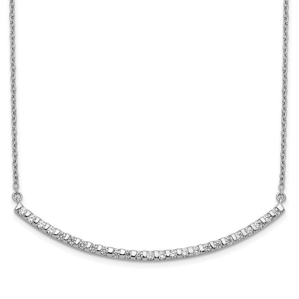 14k White Gold Diamond Curved Bar 18 inch Necklace PM3732-050-WA