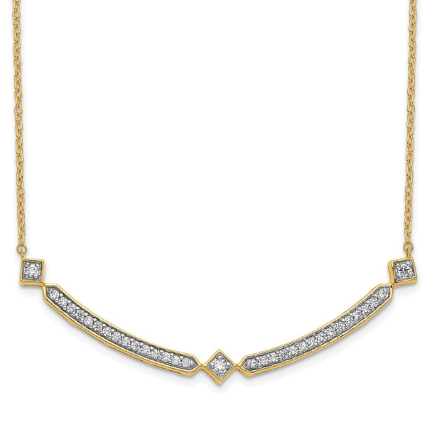 14k Yellow Gold Diamond Curved Bar 18 inch Necklace PM3733-030-YA