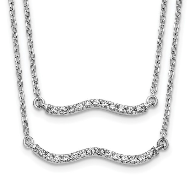 14k White Gold Diamond Double Strand 18 inch Necklace PM3749-025-WA