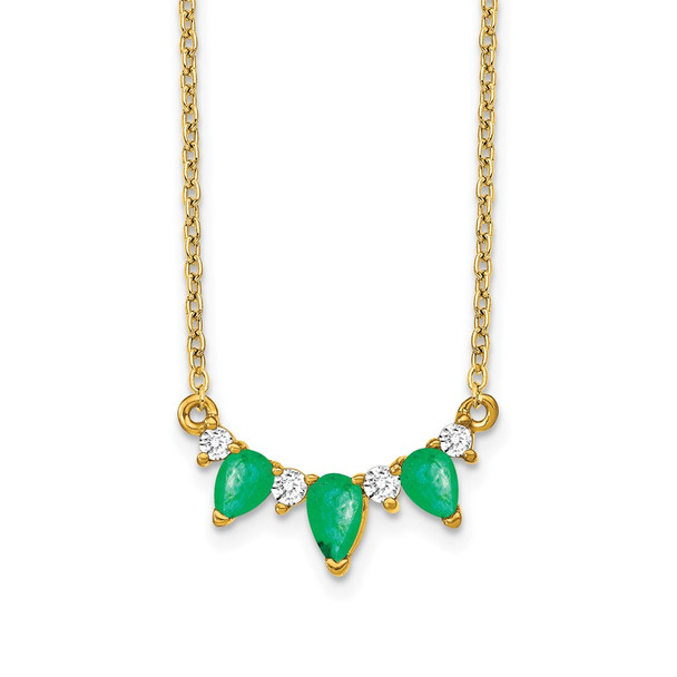 14k Yellow Gold Emerald and Diamond 18 inch Necklace PM7176-EM-012-YA