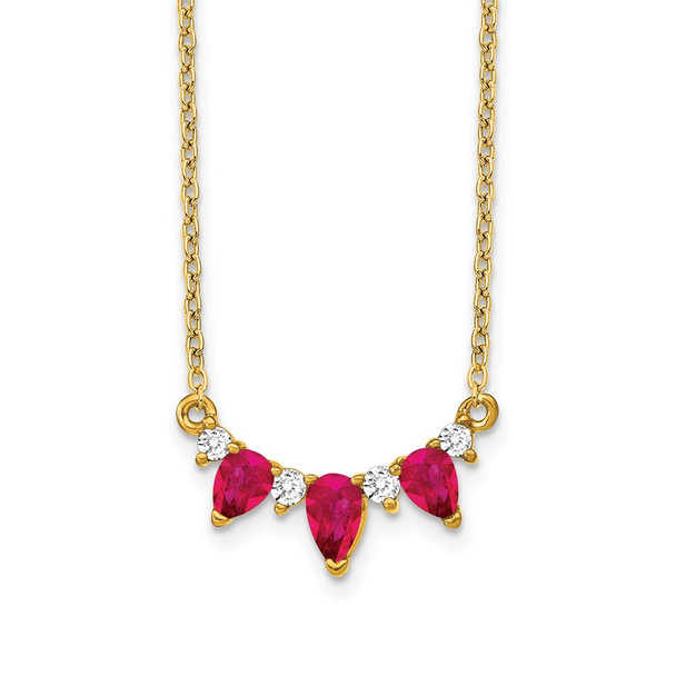 14k Yellow Gold Ruby and Diamond 18 inch Necklace PM7176-RU-012-YA