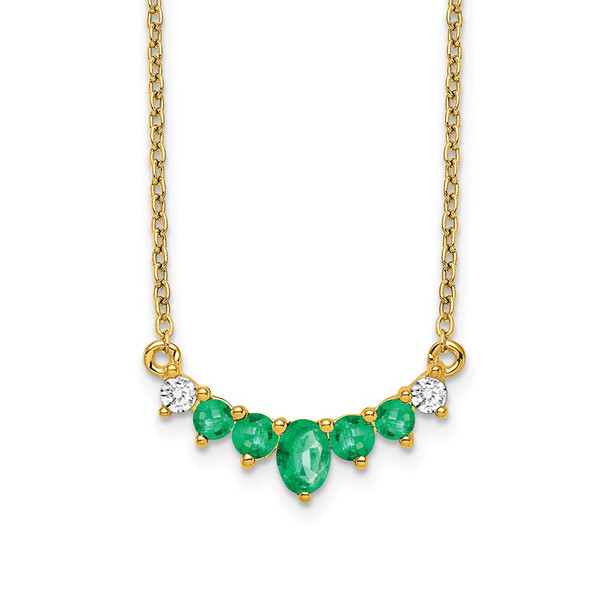 14k Yellow Gold Emerald and Diamond 18 inch Necklace PM7177-EM-007-YA