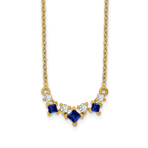 14k Yellow Gold Sapphire and Diamond 18 inch Necklace PM7178-SA-012-YA