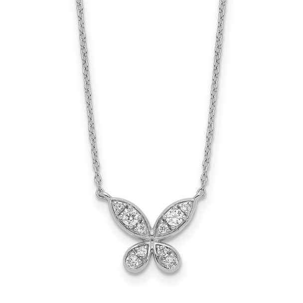 14k White Gold Diamond Butterfly 18in Necklace