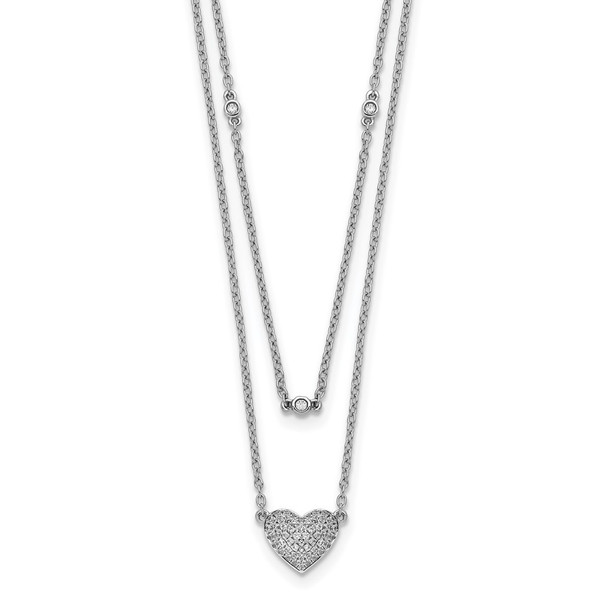 14k White Gold Double Strand Heart 18in Necklace