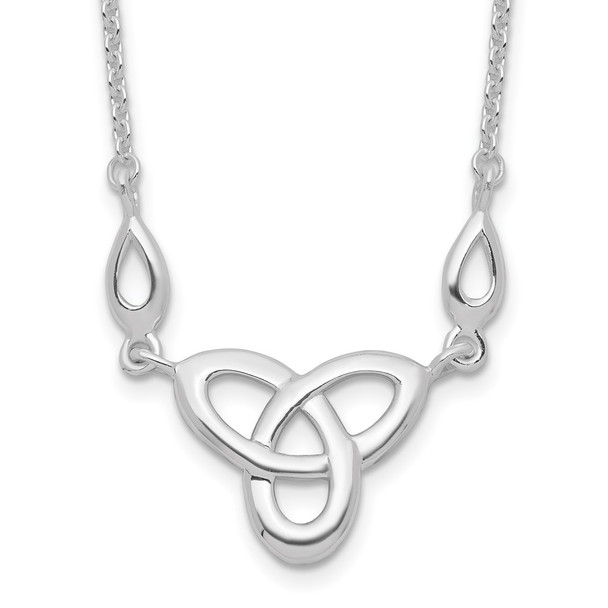 Rhodium-plated Sterling Silver Celtic Knot w/1.5in Ext Necklace