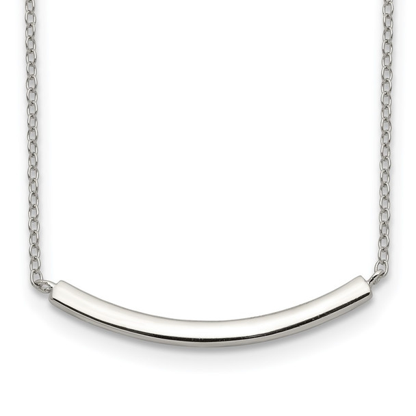 Rhodium-plated Sterling Silver w/2in ext. Bar Necklace