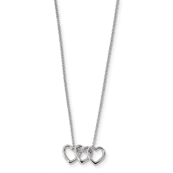 Rhodium-plated Sterling Silver 18in Hearts Necklace