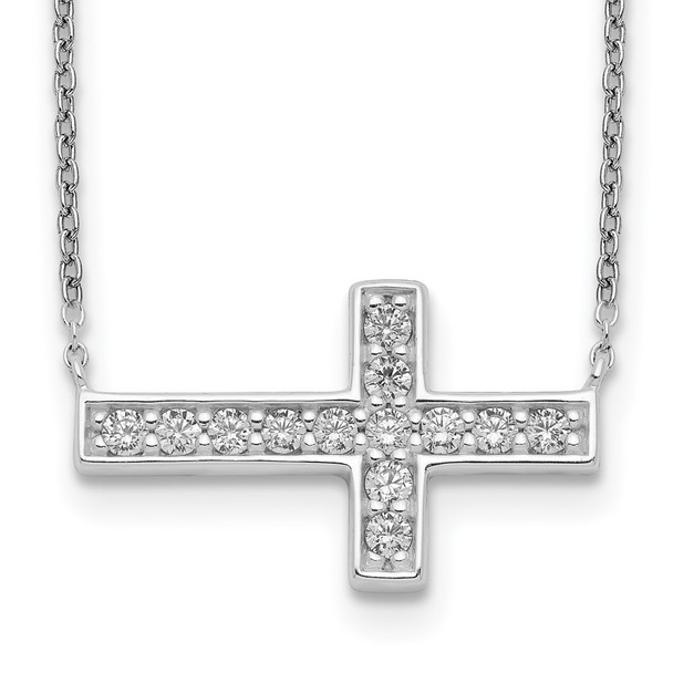 Sterling Silver CZ Cross Necklace QG5253-16