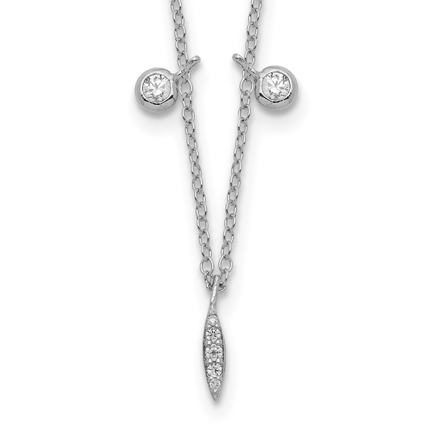 Rhodium-plated Sterling Silver CZ w/2in ext Necklace