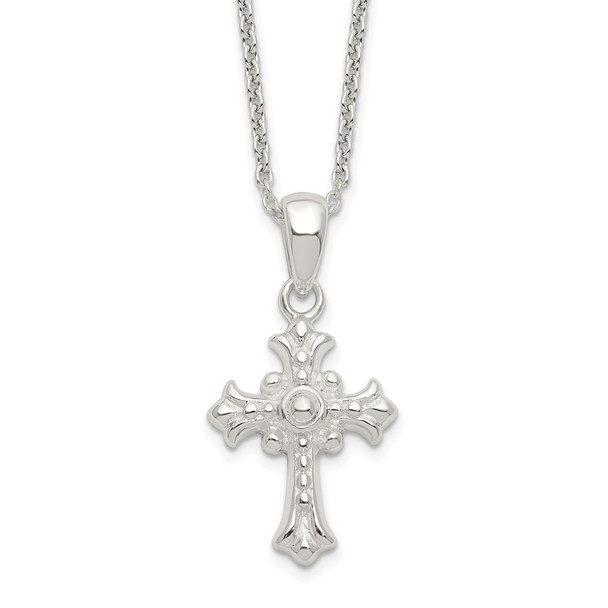 Sterling Silver Polished Cross Necklace QG6068-18