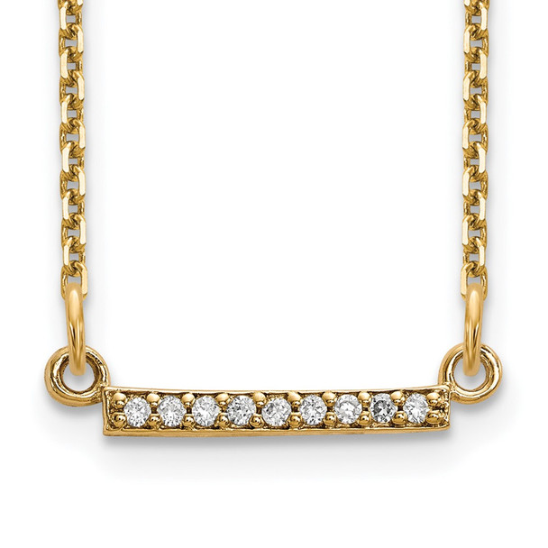 14k Yellow Gold AAA Diamond Tiny Bar Necklace