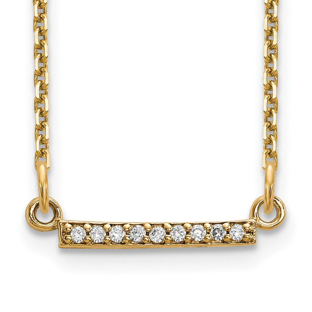 14k Yellow Gold AA Diamond Tiny Bar Necklace