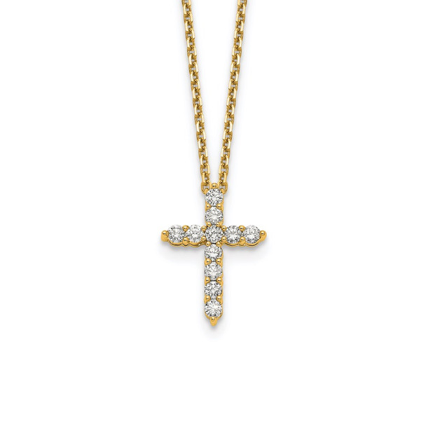 14k Yellow Gold Diamond Cross 18 inch Necklace PM1000-050-YA