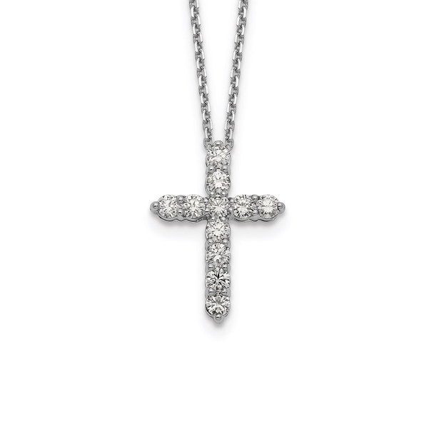14k White Gold Diamond Cross 18 inch Necklace PM1000-100-WA