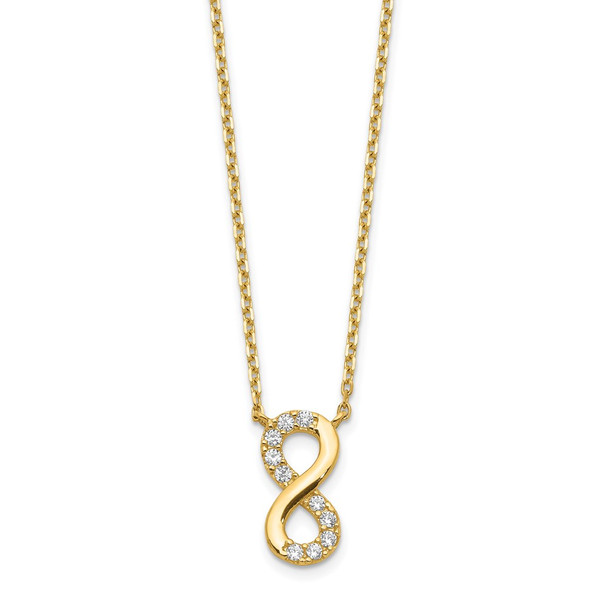 14k Yellow Gold Infinity Symbol CZ with 2IN EXT Necklace