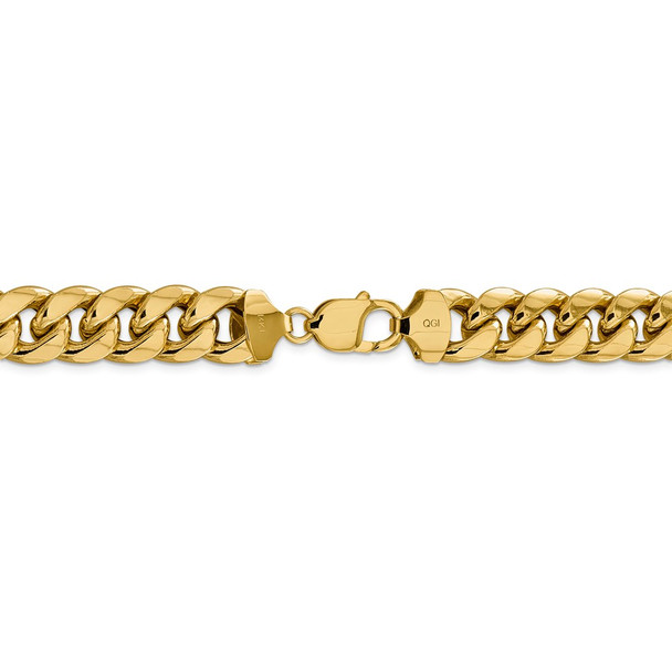 26" 14k Yellow Gold 12.6mm Semi-Solid Miami Cuban Chain Necklace