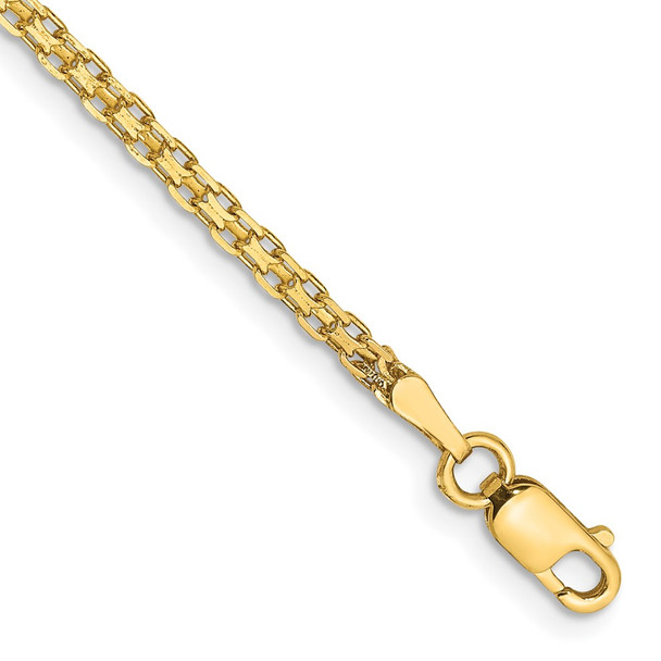 9" 14k Yellow Gold 1.8mm Lightweight Flat Bismark Chain Anklet