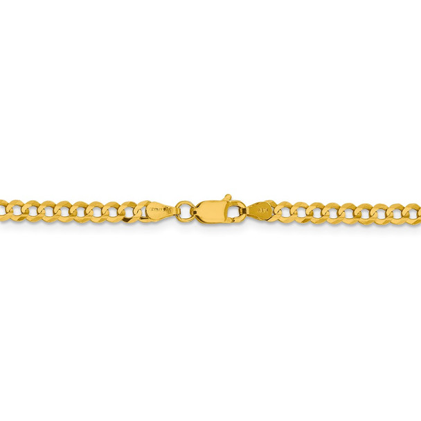 16" 14k Yellow Gold 3.7mm Lightweight Flat Cuban Chain Necklace